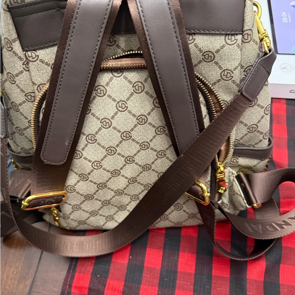 Gelandi Beige and Brown Book bag/Back Pack